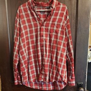 Chaps Red and White Plaid Casual Shirt